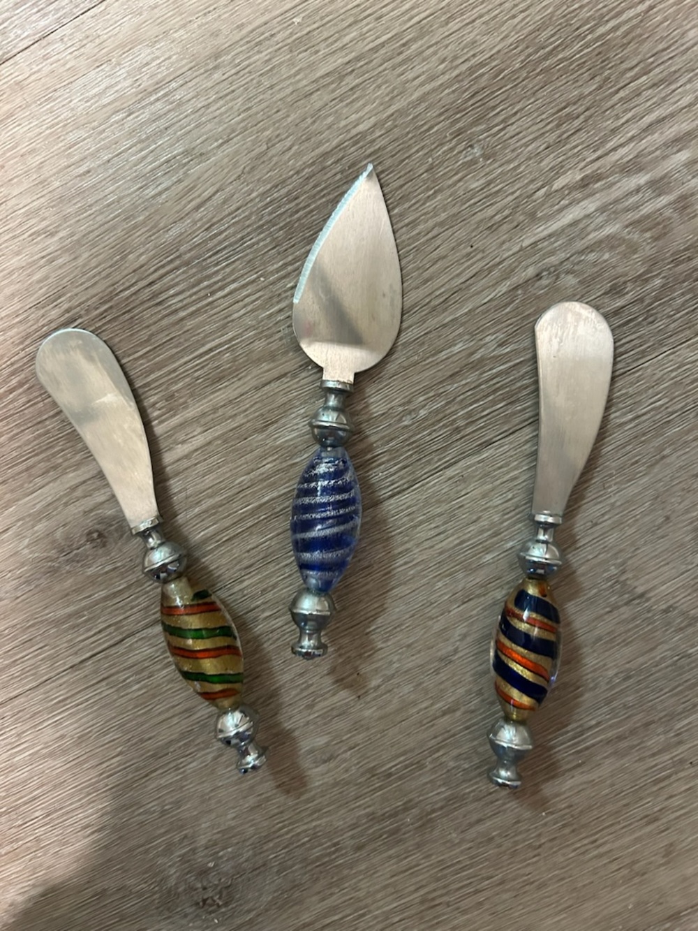 Set of Three Murano Glass Cheese Spread Knives